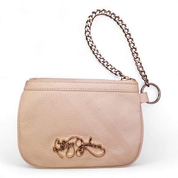 BETSEY JOHNSON Zip Top Leather Studded Wristlet Clutch Stars Hearts Auto Graph - Picture 2 of 7